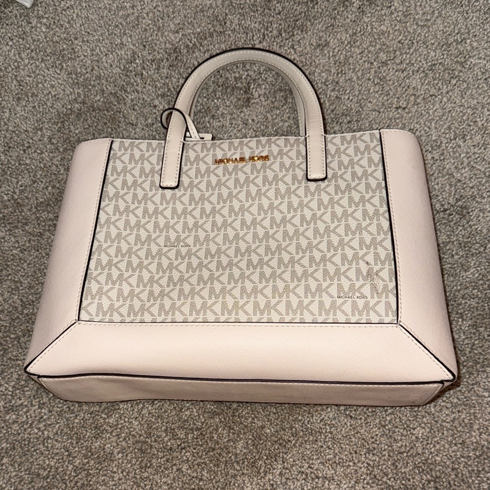 Michael Kors Beige and Gold Satchel